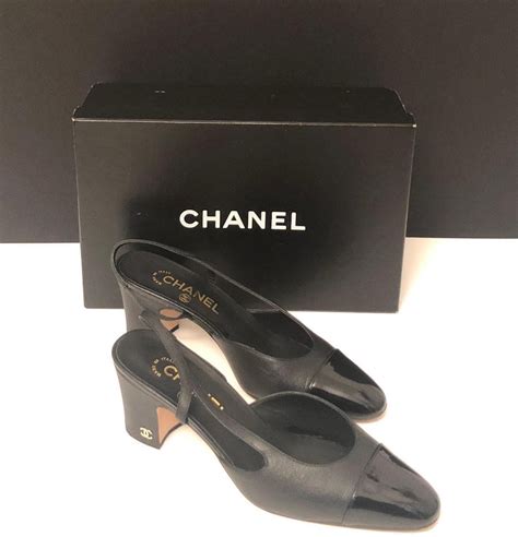 all black chanel shoes|chanel black slingbacks.